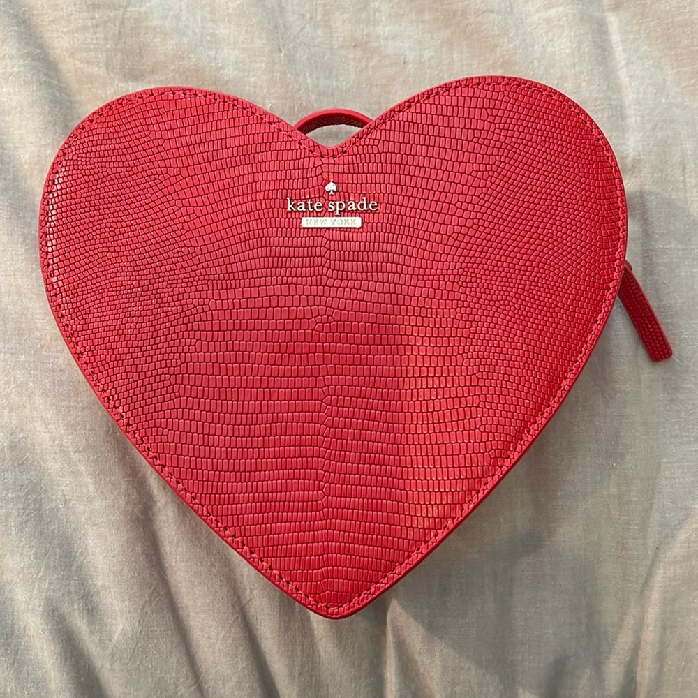 Kate Spade Red Secret Admirer Heart Lizard Embossed Leather Crossbody Bag